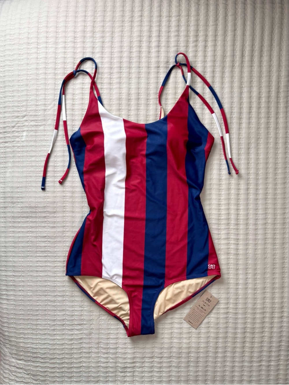 NEW Albion Fit the Liberty Stripe One Piece Swimsuit Large